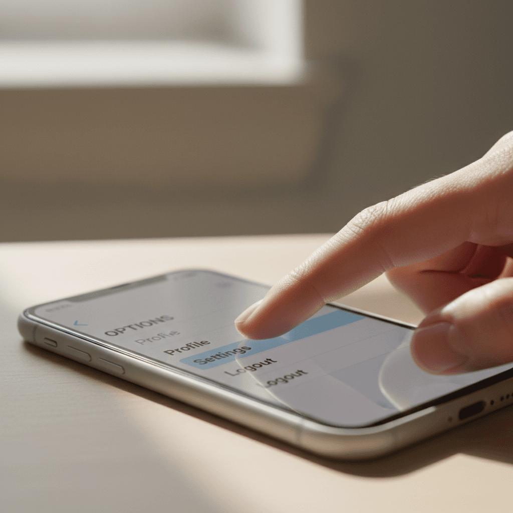 Hand selecting an option on a smartphone screen