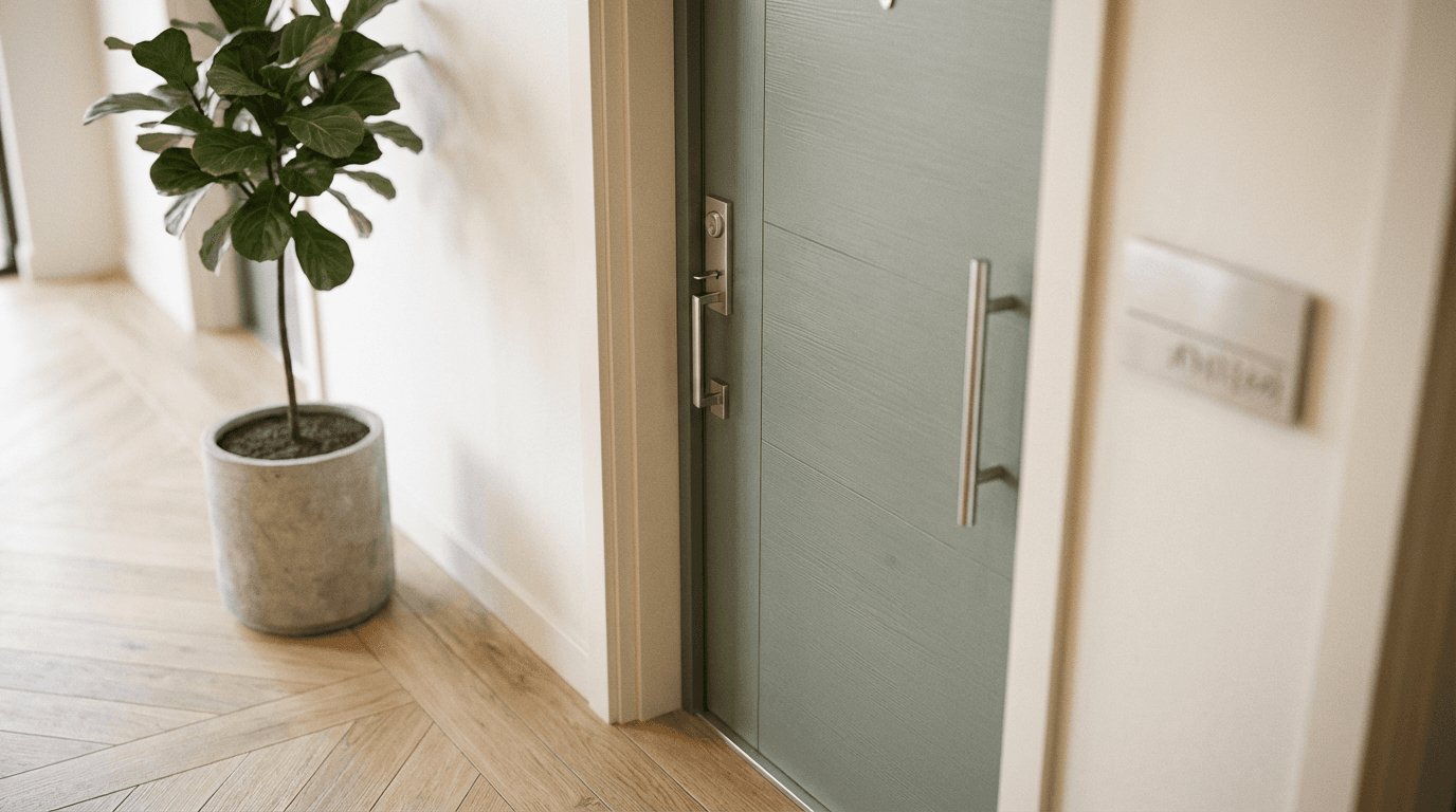 A key on a modern Southern California home entrance surface