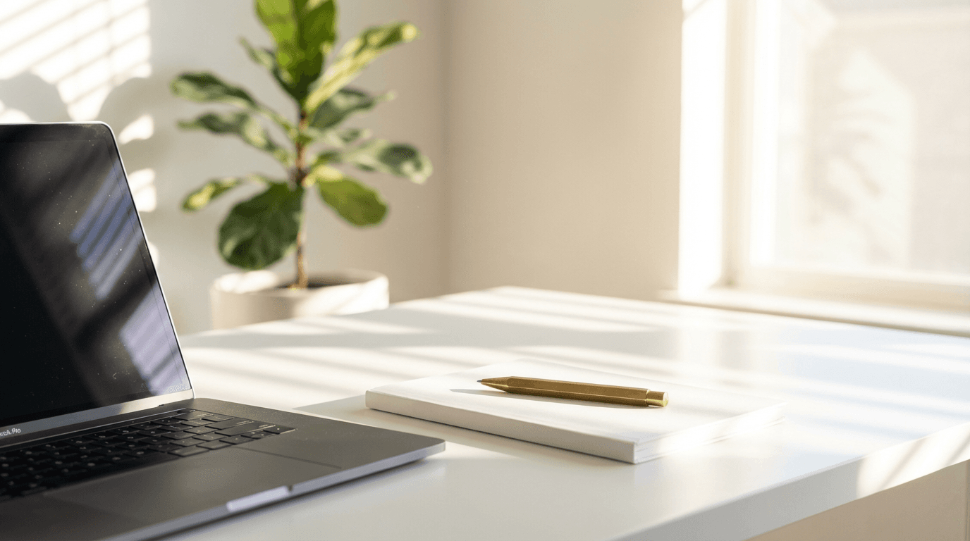 A simple folder and pen on a clean desk